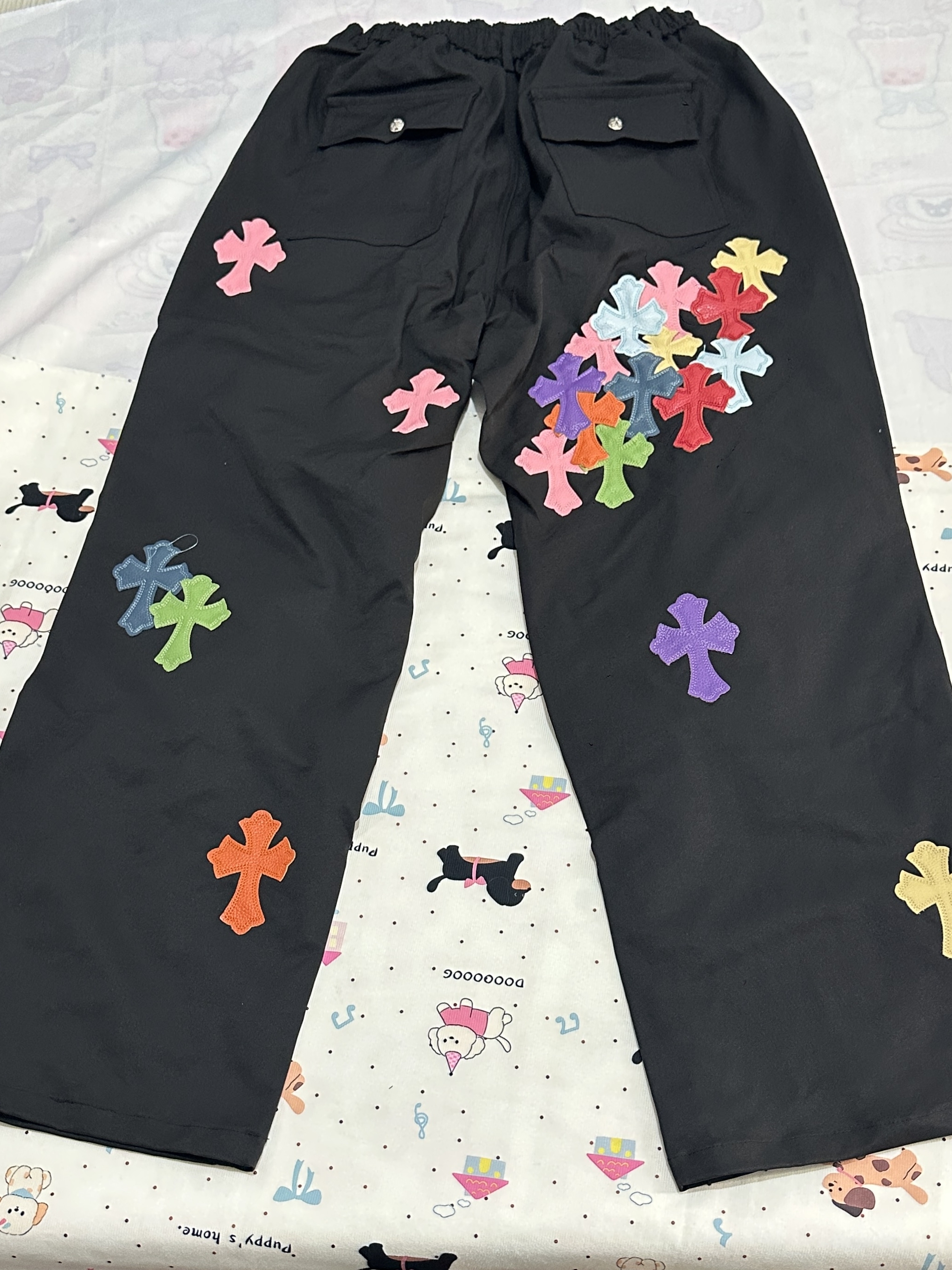 Chrome Hearts Rainbow Leather Label Cross Cargo Wide-Leg Pants
